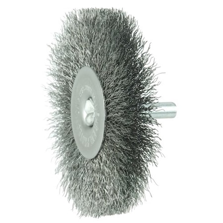 Weiler 3" Wire Radial Wheel, .0118" Steel Fill, 1/4" Stem 17965